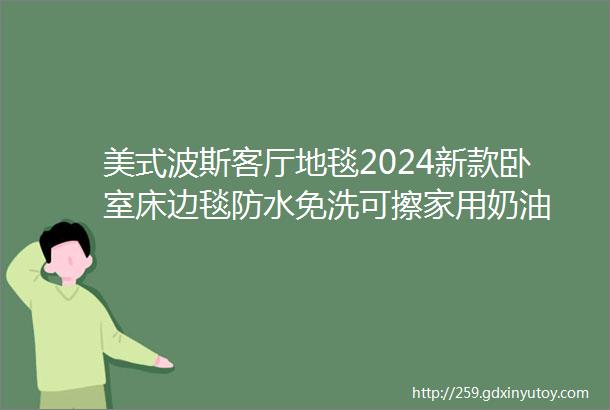 美式波斯客厅地毯2024新款卧室床边毯防水免洗可擦家用奶油